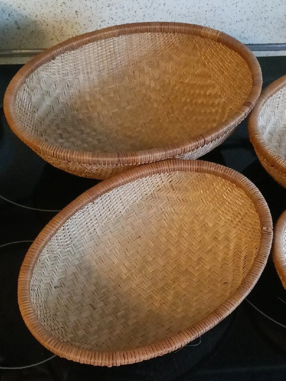 Gorgeous! Woven Rattan Serving Basket -Set Of 4 Natural Brown 🌾🪹